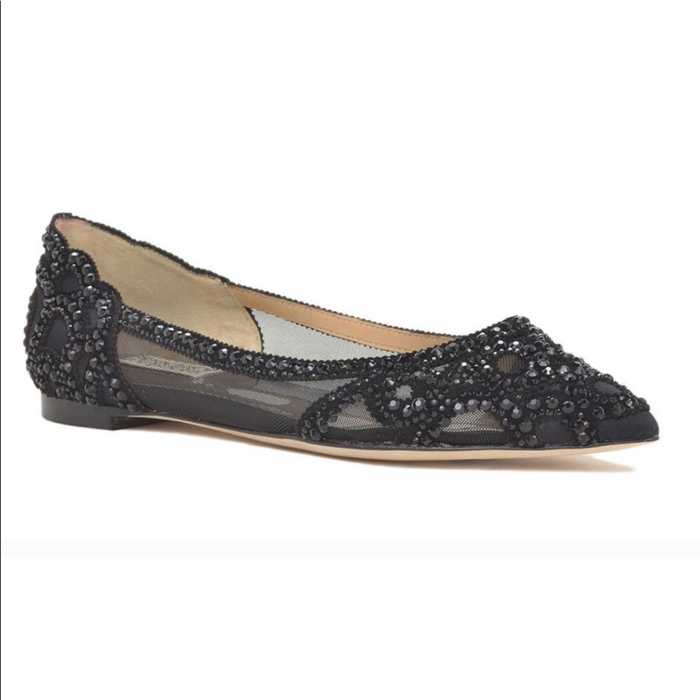 Badgley Mischka black Gigi pointy toe flats